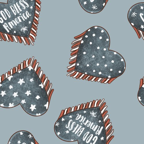 patriotic hearts with God Bless America text