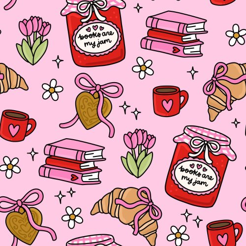 pink book fabric design