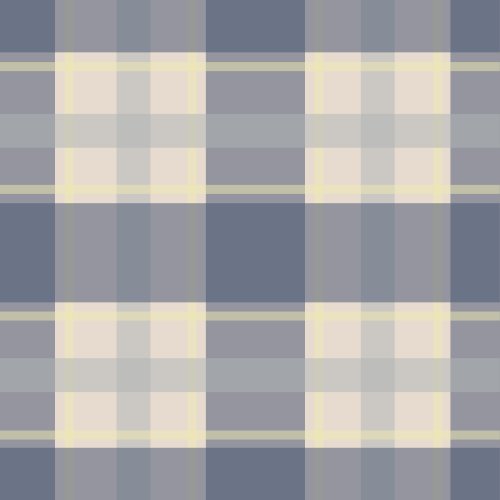 A plaid pattern made up of beige, deep blue and light yellow