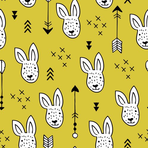 Freehand drawn bunnies and arrows for kids