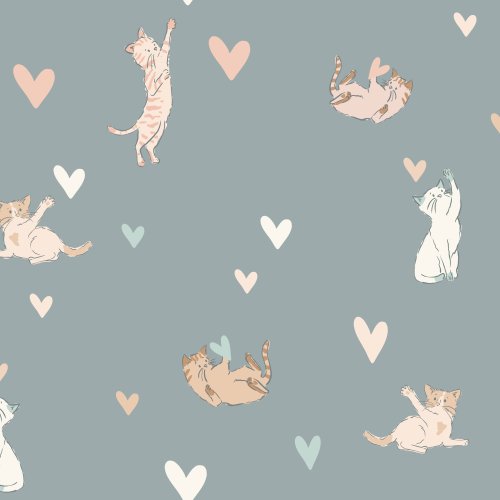 Illustrated playful kittens