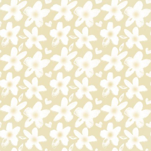 white floral on a yellow background