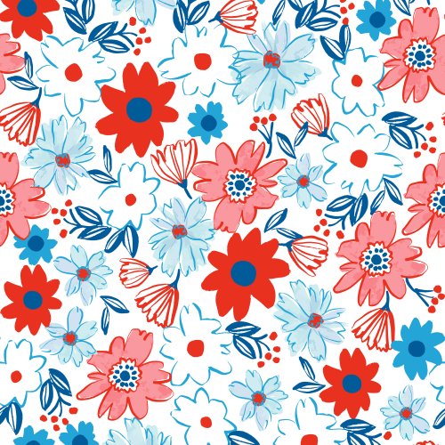 patriotic red white and blue floral