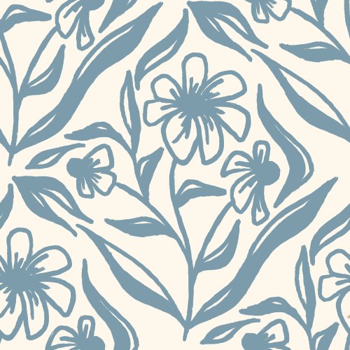 blue painted floral design