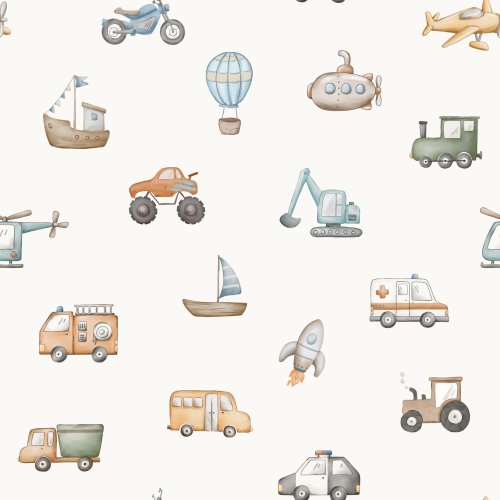 Hand drawn transport vehicles. Cute and simple for kids.