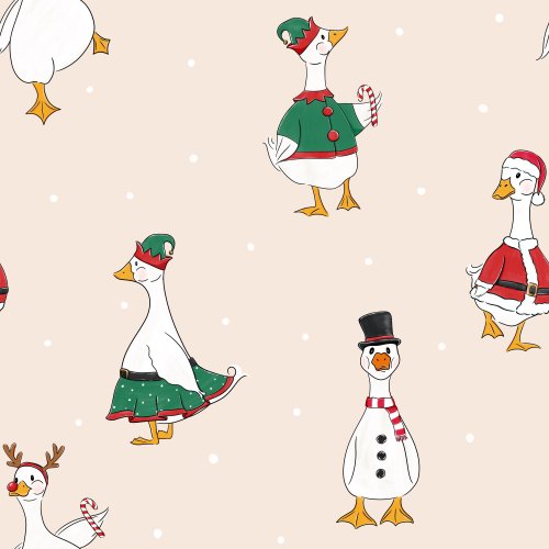 Silly geese dressed in North Pole attire