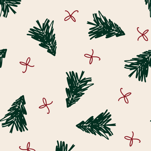 Non directional Christmas trees green with red bows