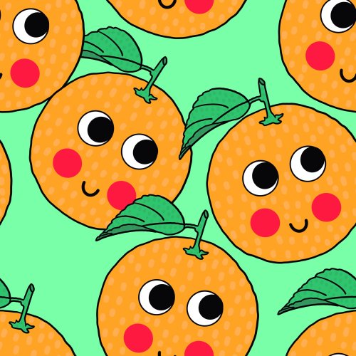 colorful oranges with smiley faces