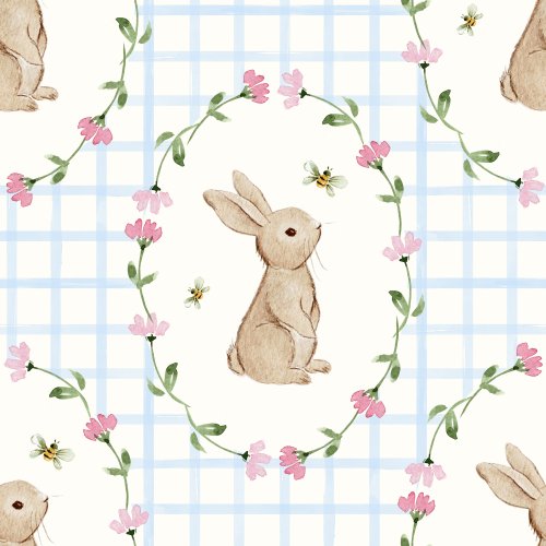 Spring Rabbit and oval floral frame
