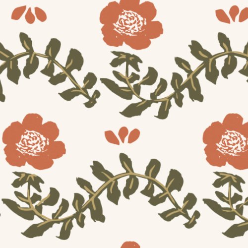 simple repeating floral waves on a cream background