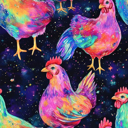 bright rainbow chickens