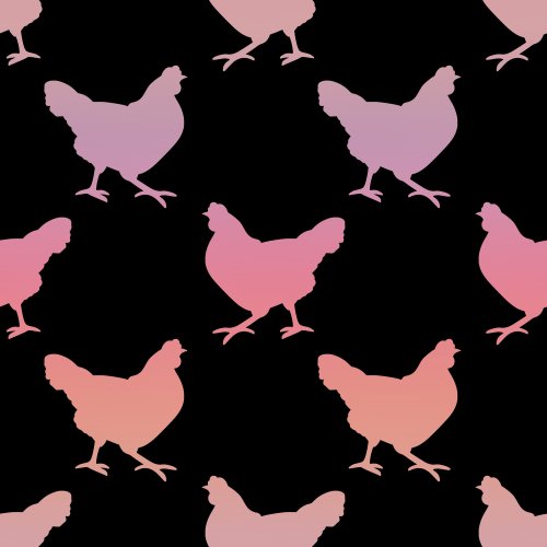 faded rainbow chickens on a black background