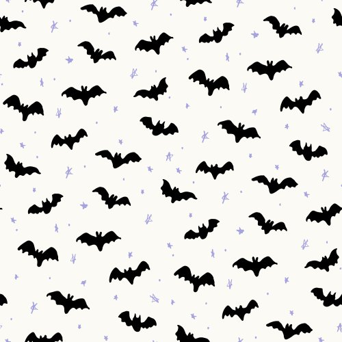 Halloween Magic Bats and Stars on black bats on Cream with stars