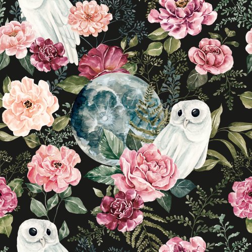 snowy owl halloween floral