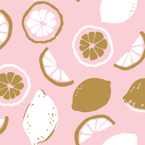 golden limes on pink background