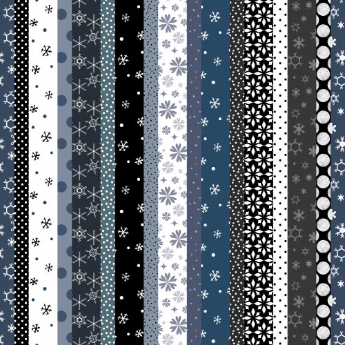 a vertical stripe collage of winter prints