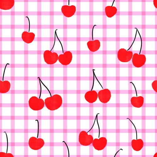gingham with cherries