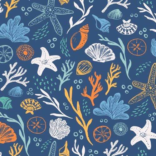 Scattered along the shore, these delicate sea shells bring a touch of coastal charm, perfect for beachy quilts, kids' clothing, and breezy home decor. 