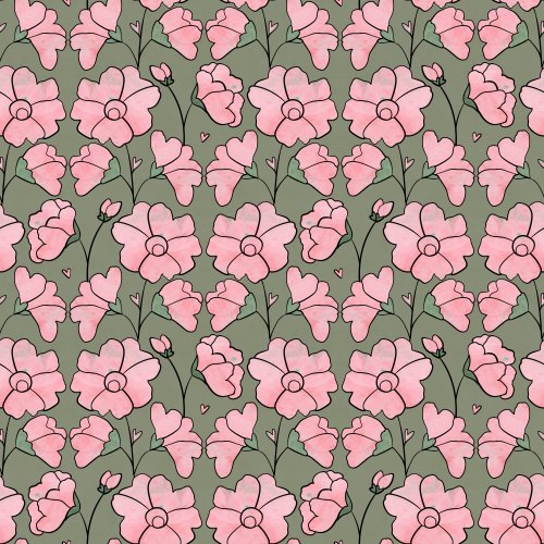 pink and green floral
