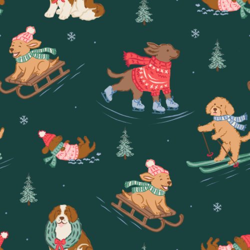 dogs sledding fabric