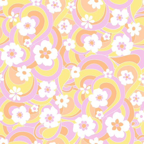 Malibu Beach Retro Flower Rainbow Swirls 70s floral flower powers