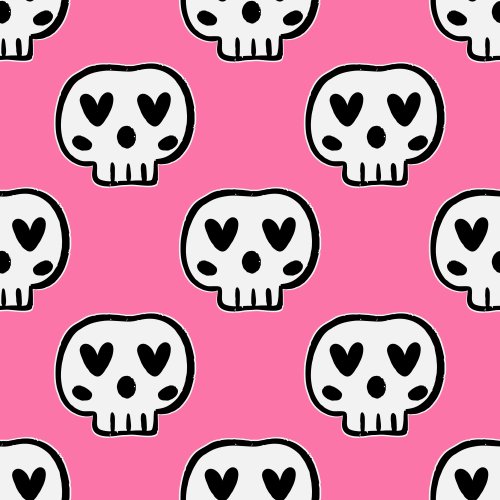 Minimal Halloween Heart Skulls 