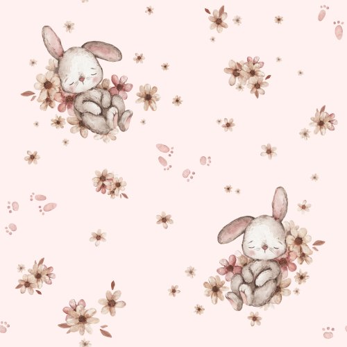 sleeping bunnies and flowers