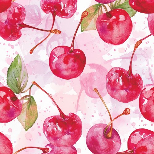 water color cherry designs on pink background