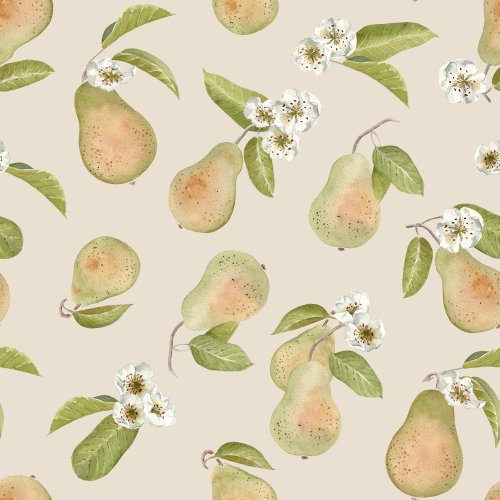 Watercolor Pears and Blossoms