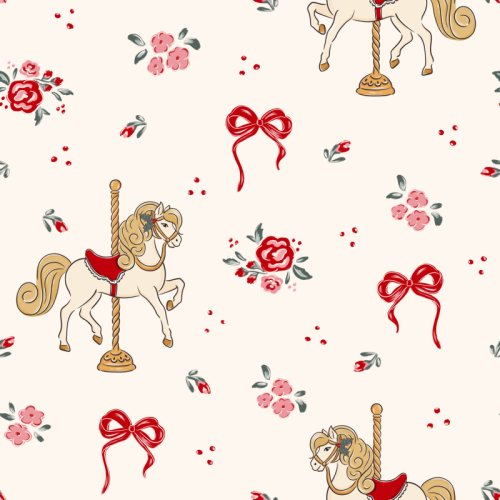 Coquette florals with carousel horses