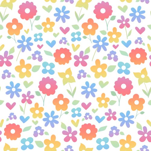 white and rainbow floral
