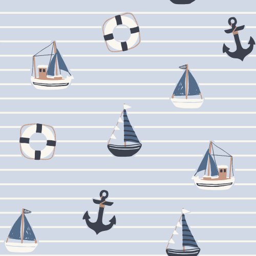 nautical design with anchor and sailboat