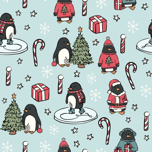 winter ice skating penguin
