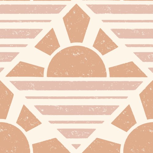 geometric suns rise and set over an abstract horizon