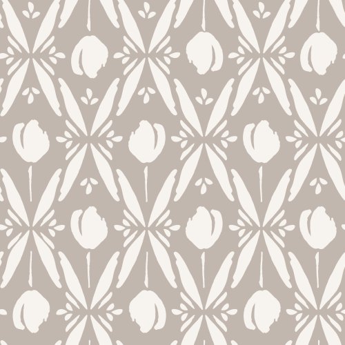 Tulip, Geometric Floral, Vintage Floral, Diamond, Geometric, Taupe, Blue, Gray, Brown