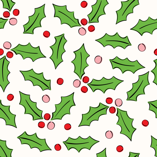 Non directional Christmas Holly and Berries 