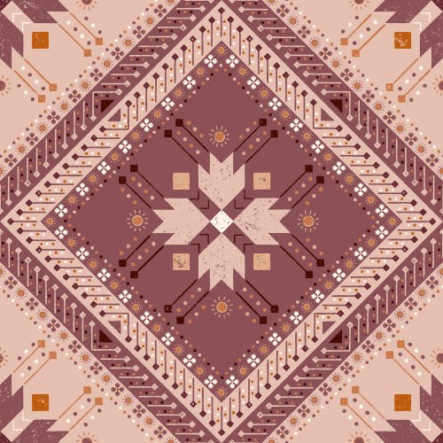 geometric diamond packwork print inspired by western quilts and bandana prints