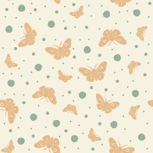 Moths fluttering in a snow night on a cream background