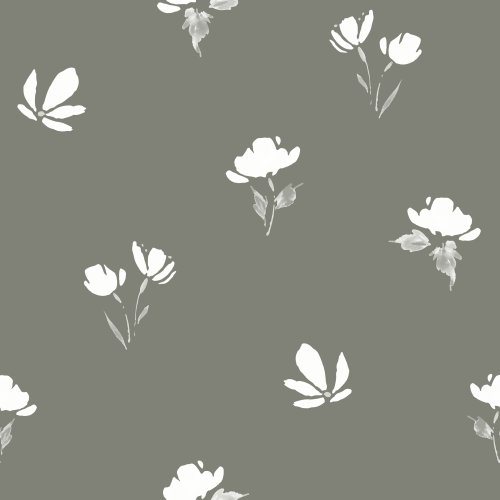 Watercolor Florals, Flower, Green, Gray, Mustard, Floral