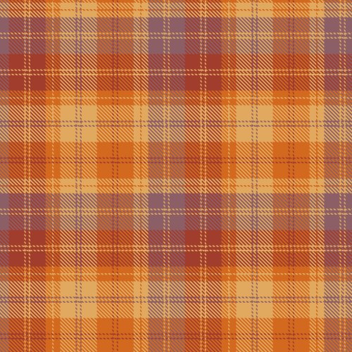 warm colors purple, golden yellow, orange, tartan plaid pattern