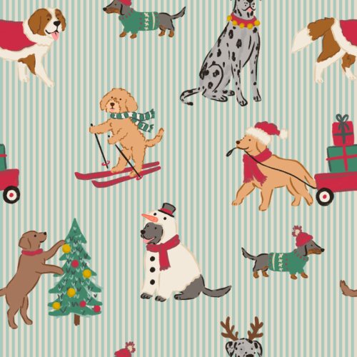 christmas dog fabric