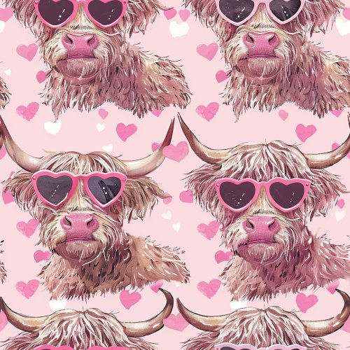 highland cow with heart sunglasses