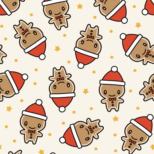 Kawaii Gingerbread Man on Cream Background