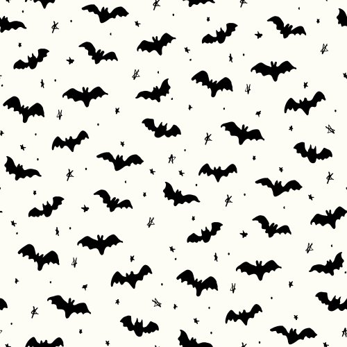 Halloween Magic Bats and Stars in Black