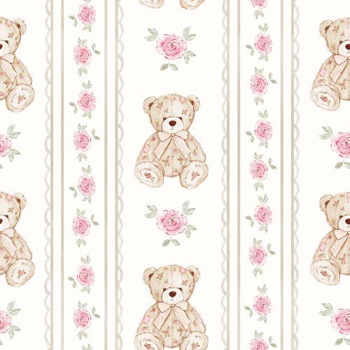 Dora Vintage Shaggy Teddy Bear rose stripe