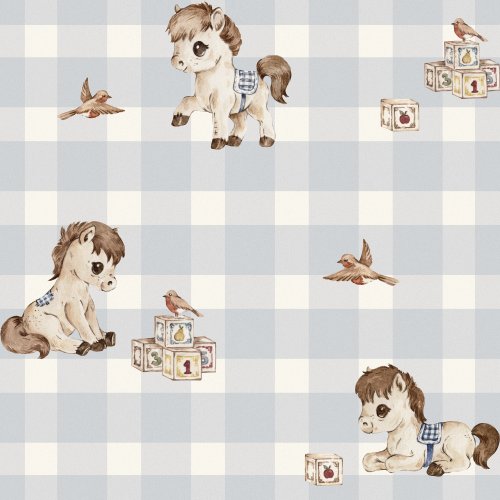 baby horse on gingham background