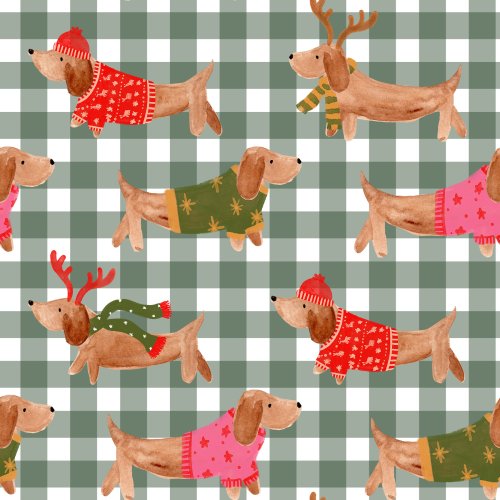 Doxie dogs on Gingham