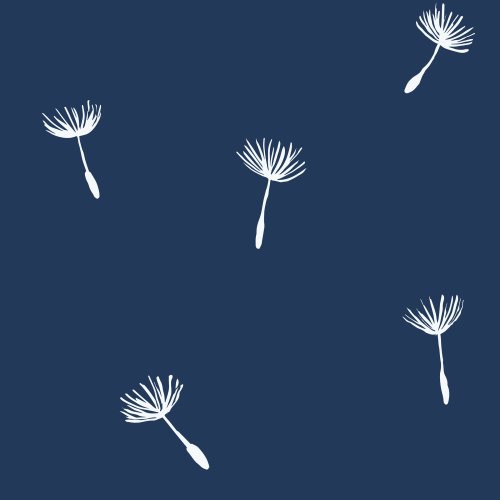 Hand drawn dandelion seeds floating off to make wishes come true.