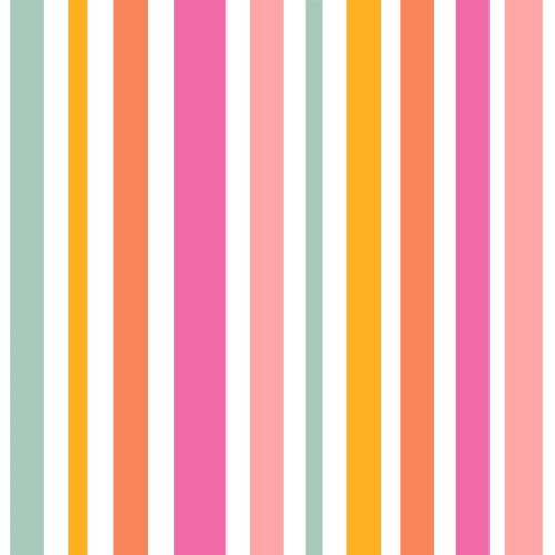 Cabana stripes in various sizes in shades of mint, pink, yellow, and orange 