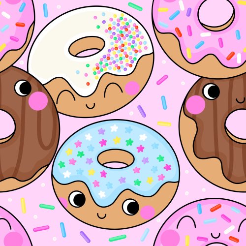 colorful donuts with smiley faces